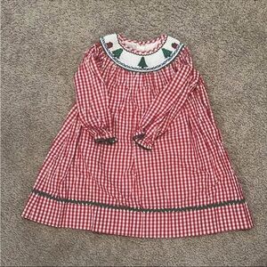 Marmellata Red and White Smocked Gingham Kids Formal Dress